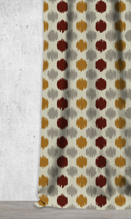 Printed Roman Shades (Burgundy/ Ochre Yellow/ Grey)