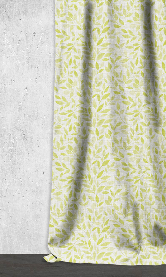 Botanical Print Home Décor Fabric By the Metre (White/ Green)