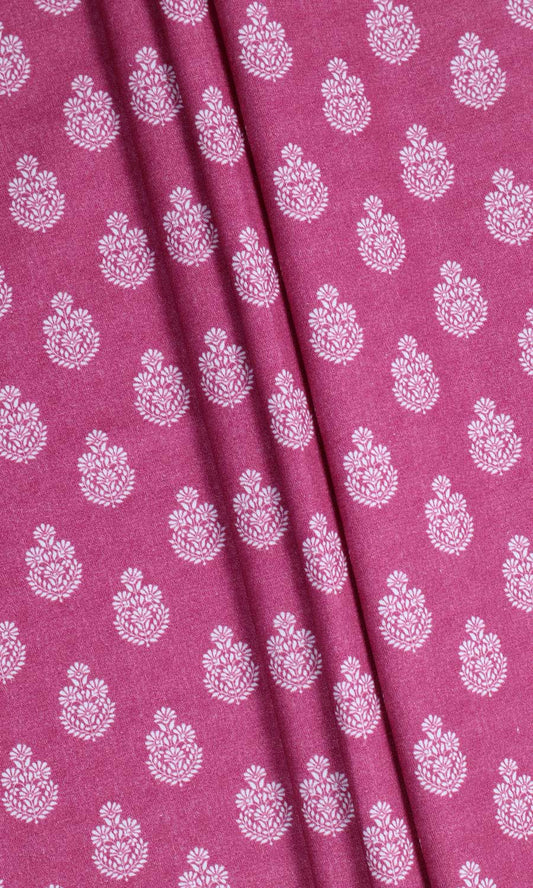 Floral Cotton Home Décor Fabric By the Metre (Magenta Pink)