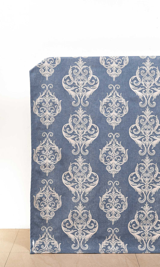 Custom Size Home Décor Fabric By the Metre (Blue/ White)