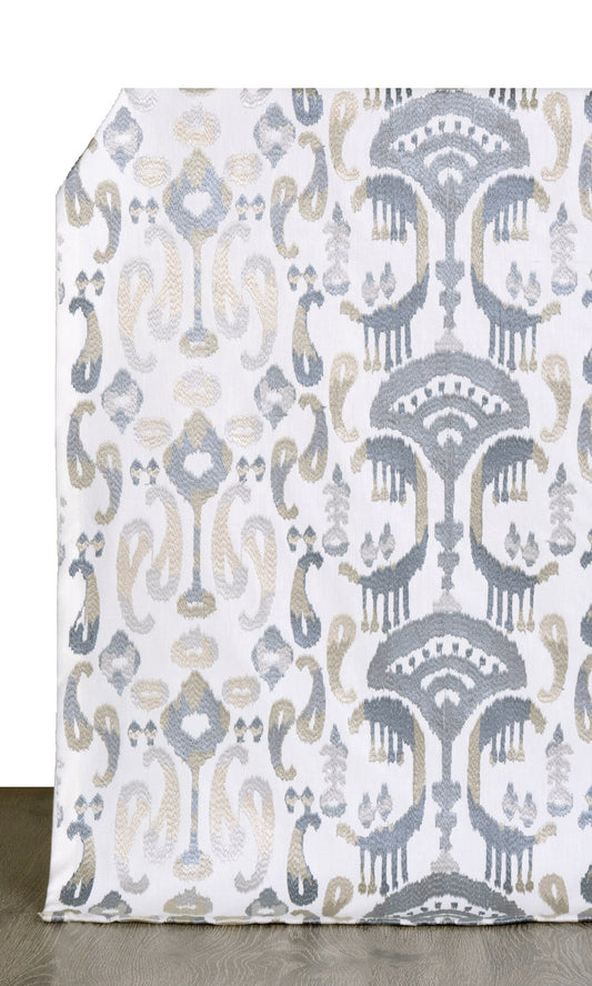 Art Deco Home Décor Fabric Sample (Pale Gray/ Steel Gray/ White)