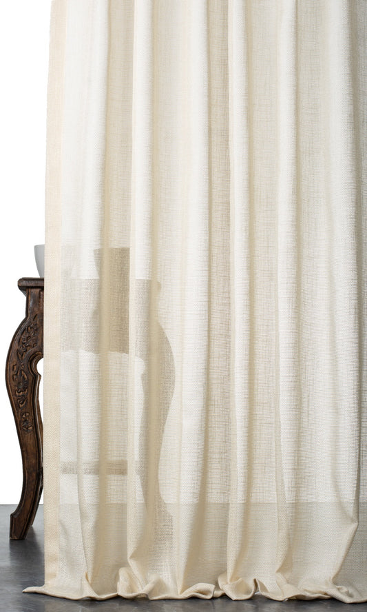 Plain Sheer Home Décor Fabric By the Metre (Pale Beige / Warm Ivory)