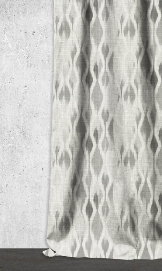 Ikat-Style Home Décor Fabric Sample (Eggshell White/ Pewter Grey)