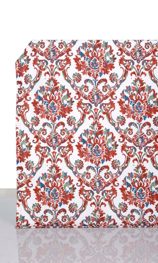 Damask Patterned Home Décor Fabric Sample (Red/ Blue)