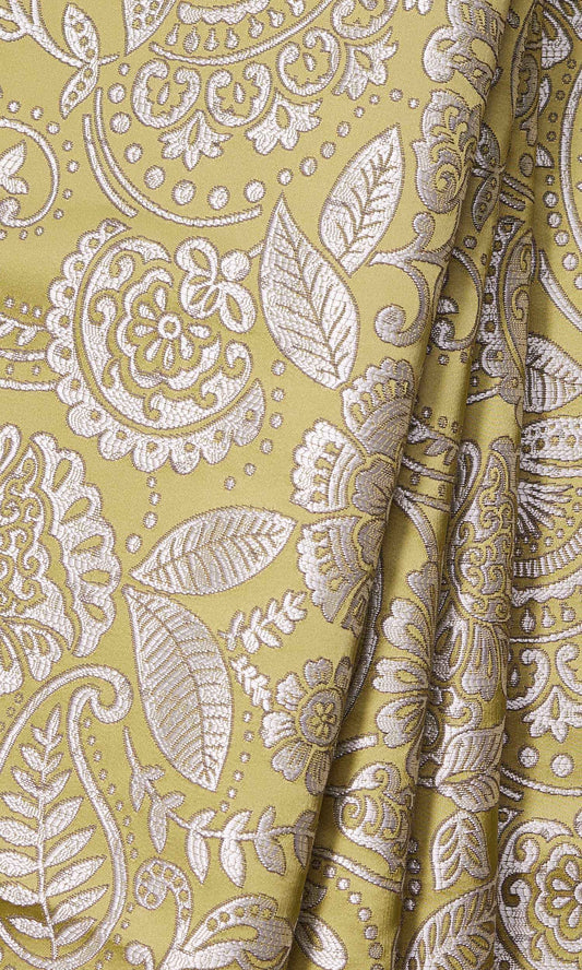 Floral Self-Patterned Home Décor Fabric Sample (Green)