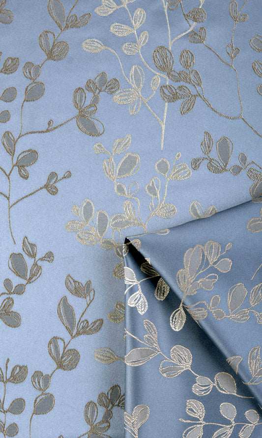 Floral Home Décor Fabric By the Metre (Navy Blue/ Ivory-Beige)