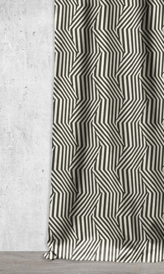 Geo Print Home Décor Fabric Sample (Black/ Ivory)