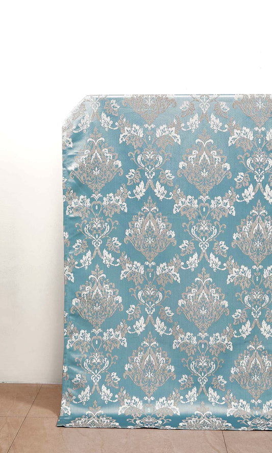 Fleur De Lis Patterned Home Décor Fabric By the Metre (Blue)