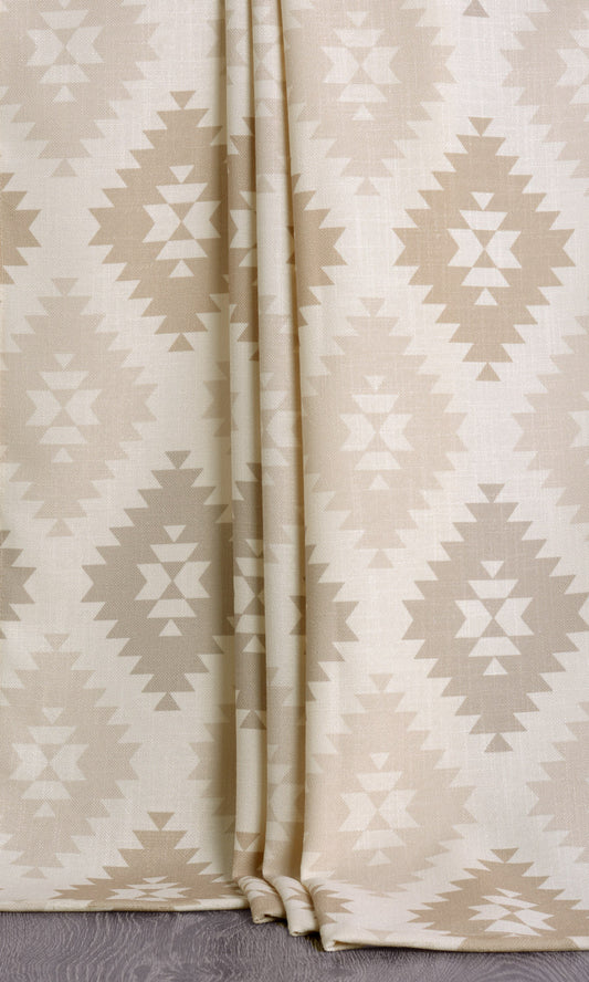 Checker Patterned Home Décor Fabric Sample (White/ Beige/ Fawn)