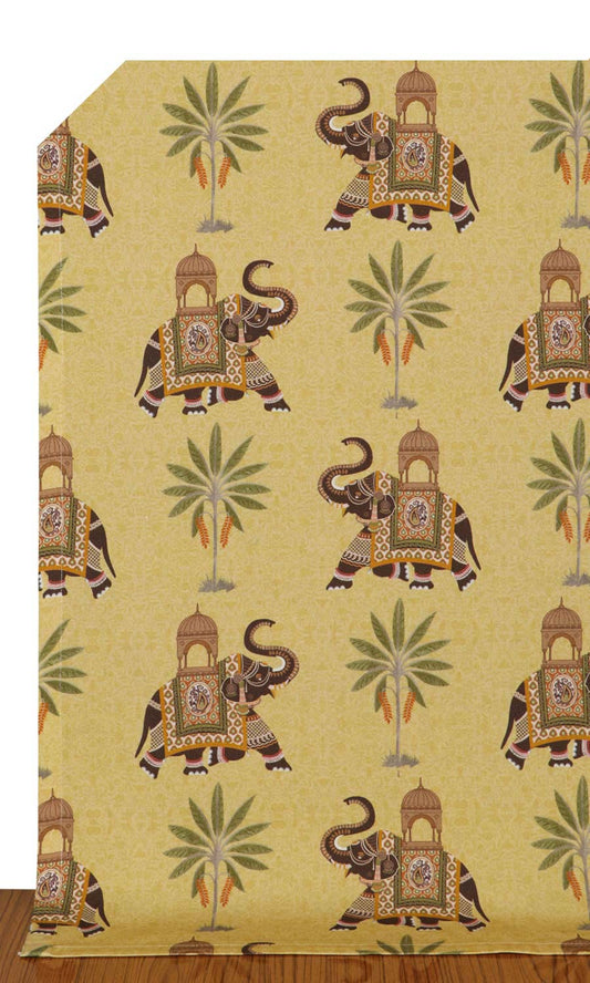 Cotton Printed Home Décor Fabric By the Metre (Mustard Yellow)