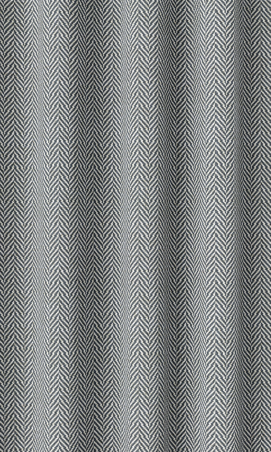 Herringbone Print Home Décor Fabric By the Metre (Petrol Blue/ White)