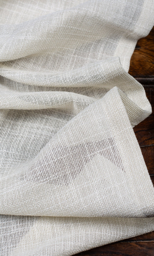 Textured Sheer Home Décor Fabric By the Metre (Parchment White / Grei-ge)