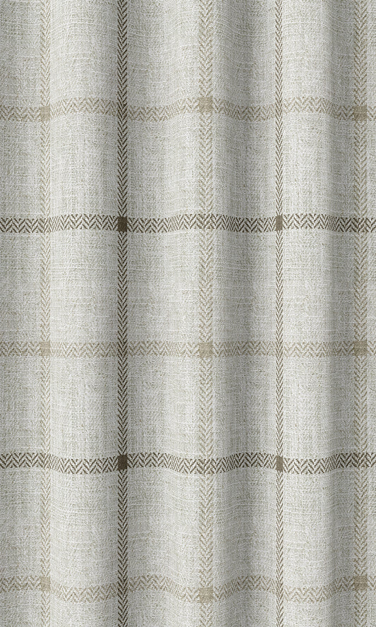 Modern Check Patterned Home Décor Fabric By the Metre (Ivory/ Sand Beige)