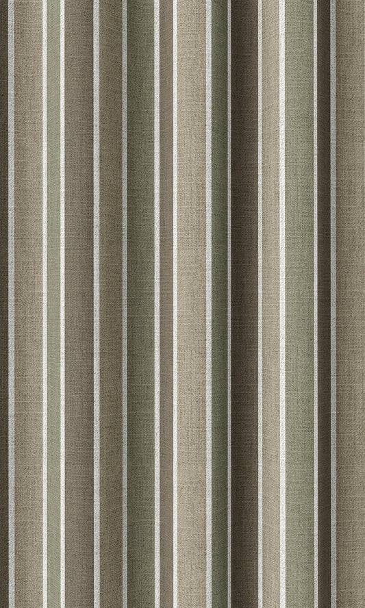 Striped Custom Home Décor Fabric Sample (Olive Green/ Brown/ Beige)