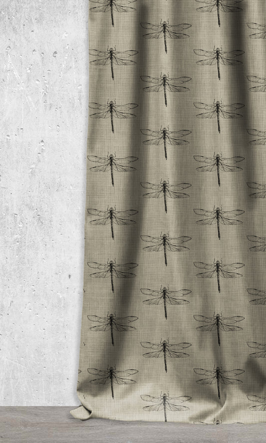 Dragonfly Print Roman Shades (Black/ Stone Grey)