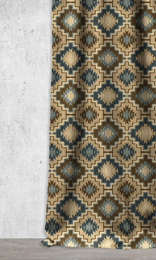 Custom Home Décor Fabric Sample (Ivory/ Grey/ Blue)