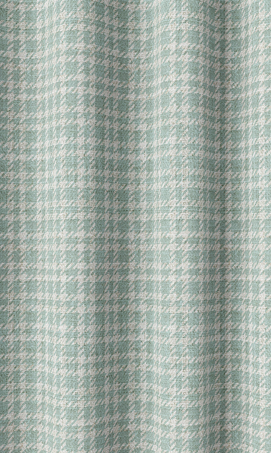 Check Patterned Home Décor Fabric By the Metre (Aqua Blue/ White)