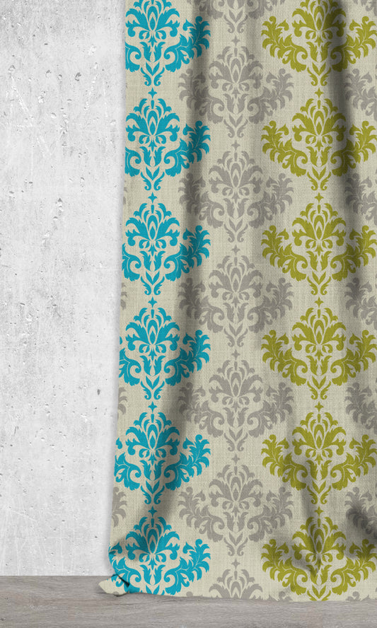 Custom Printed Window Home Décor Fabric By the Metre (Blue/ Green/ Grey)