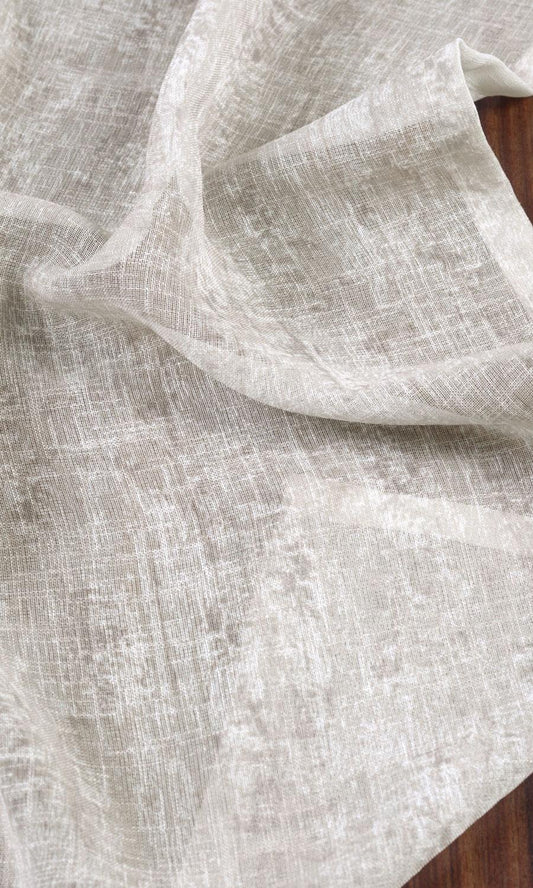 Textured Sheer Home Décor Fabric Sample (Ivory / Greige)