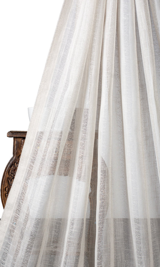 Striped Sheer Window Blinds (White/ Cream)