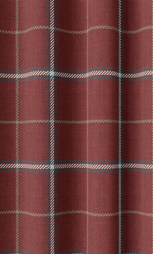 Modern Check Patterned Window Blinds (Deep Red)