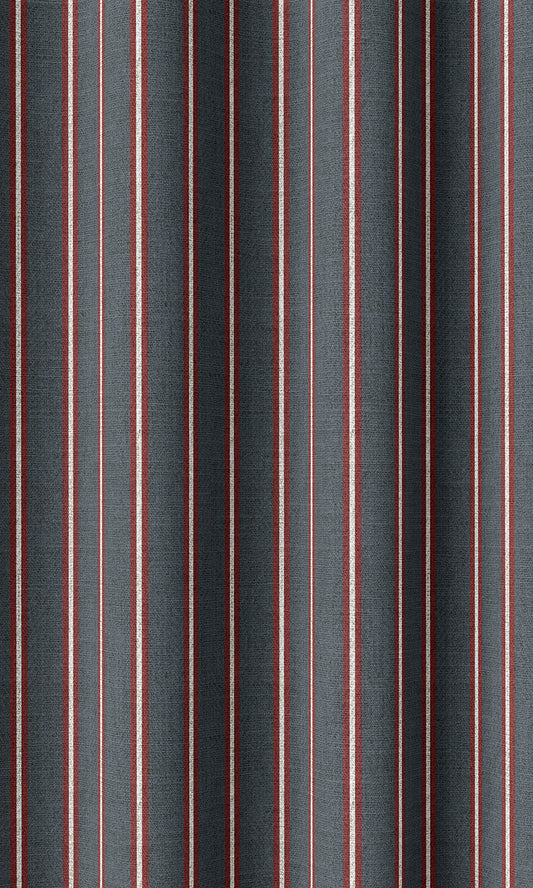 Striped Print Window Shades (Slate Grey/ Red)