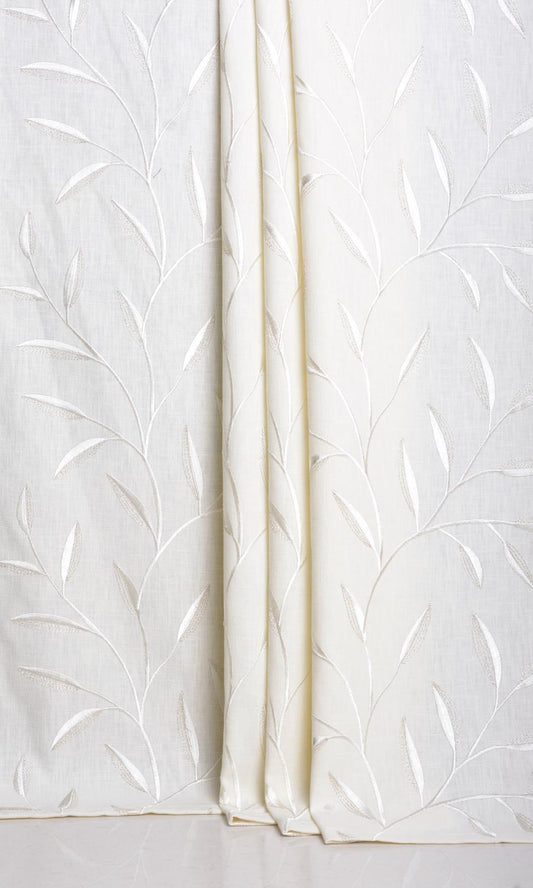 Poly-Linen Floral Embroidery Shades (White/ Cream)