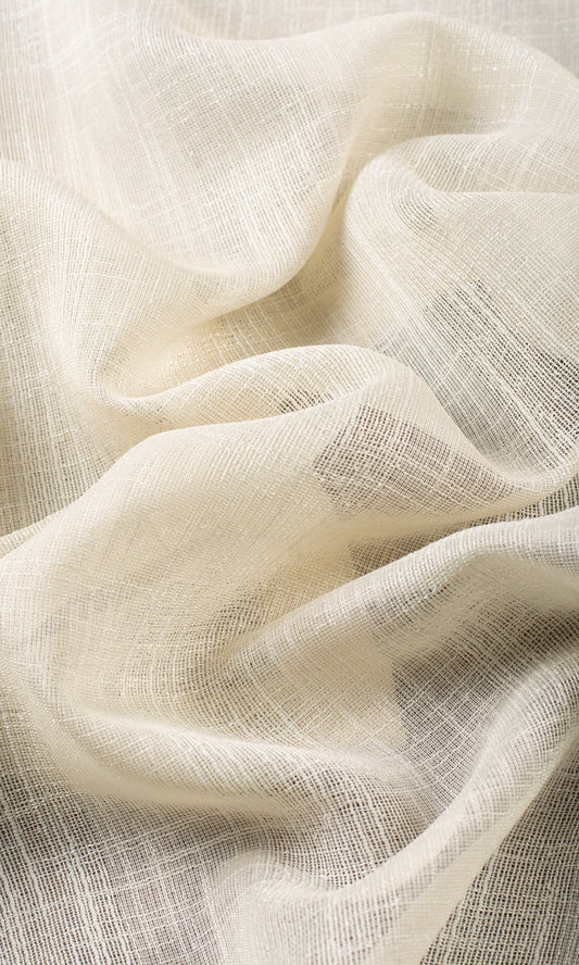 Textured Stripe Sheer Home Décor Fabric Sample (Almond Cream)