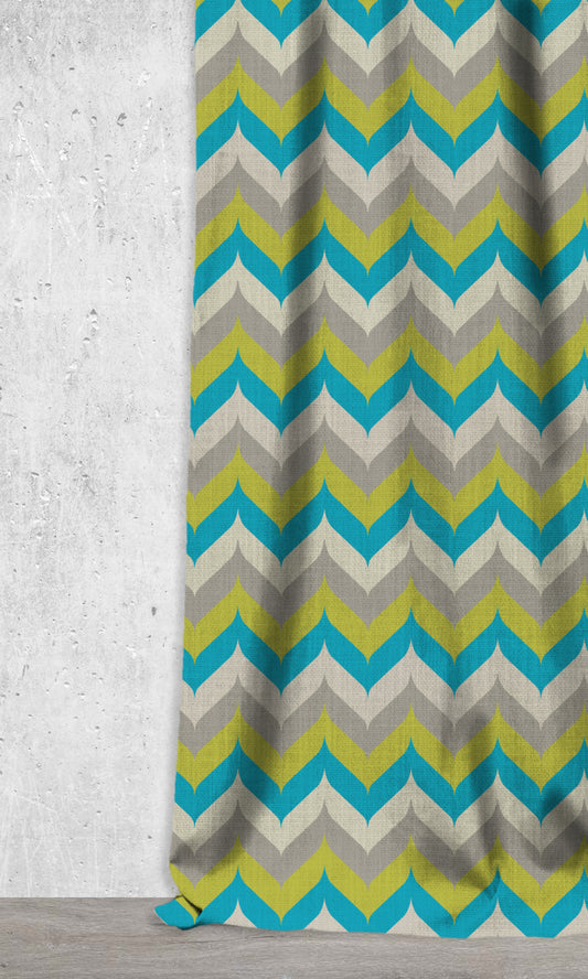 Bespoke Printed Home Décor Fabric By the Metre (Blue/ Green/ Grey)