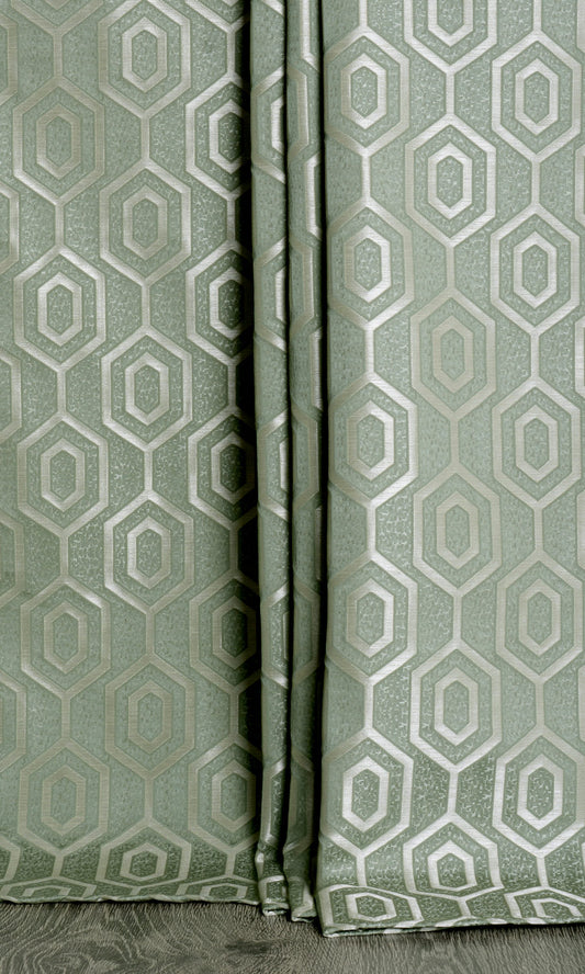 Honeycomb Patterned Custom Home Décor Fabric By the Metre (Sage Green)