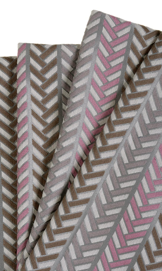 Horizontal Herringbone Blinds (Pink/ Grey/ Brown)