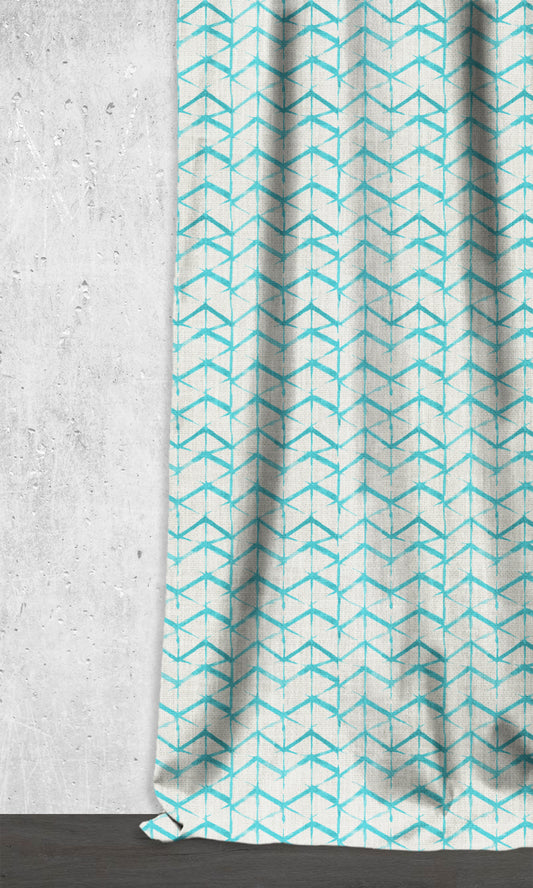 Made-to-Order Home Décor Fabric By the Metre (Eggshell White/ Blue)