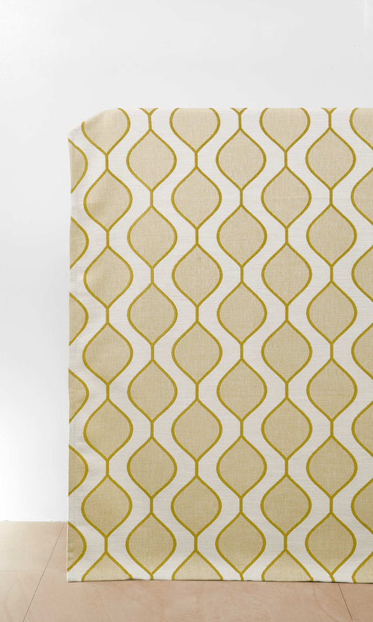 Custom Size Window Home Décor Fabric Sample (White/ Yellow-Green)