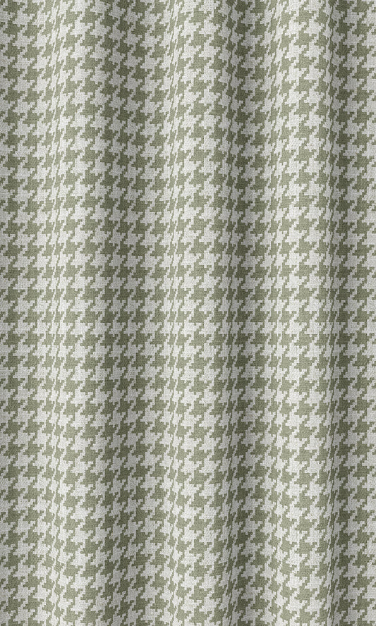 Houndstooth Patterned Custom Home Décor Fabric Sample (Green/ White)