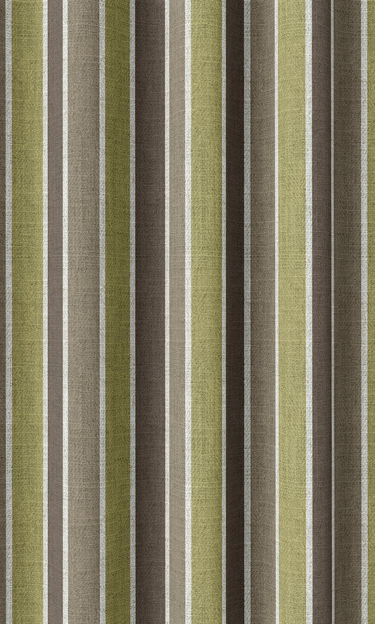 Modern Striped Custom Home Décor Fabric By the Metre (Green/ Brown)