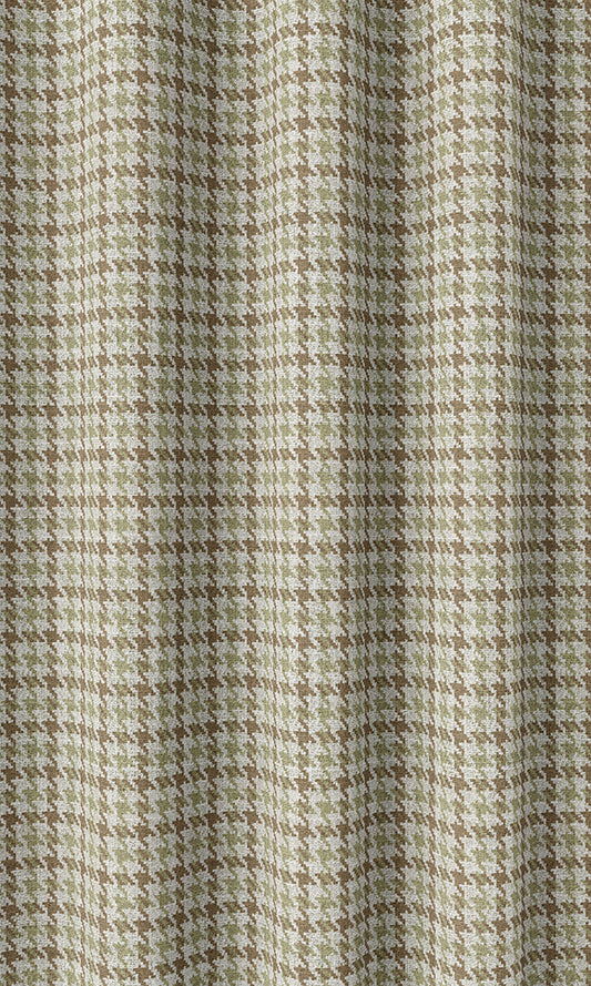 Houndstooth Patterned Home Décor Fabric By the Metre (Brown & Green)