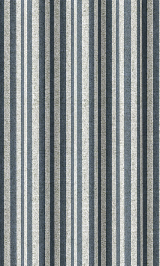 Modern Striped Print Roman Blinds (Petrol Blue/ White)