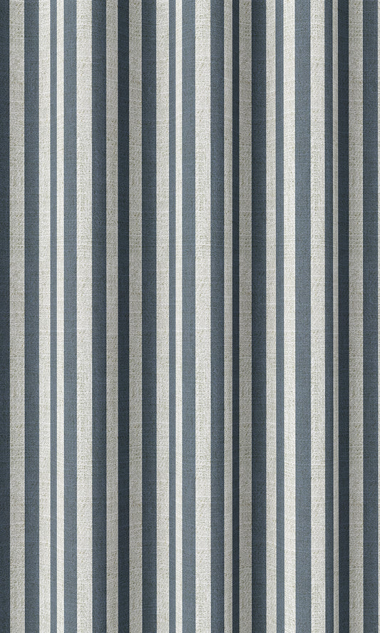 Modern Striped Print Home Décor Fabric Sample (Petrol Blue/ White)