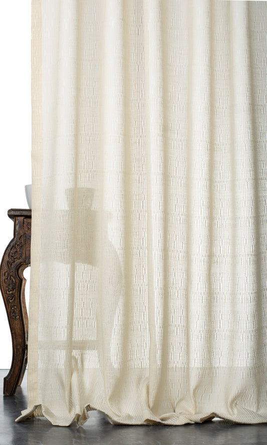 Textured Sheer Home Décor Fabric Sample (Ivory-Beige)