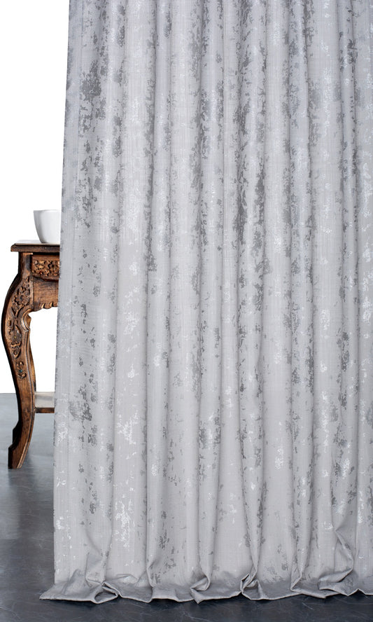 Abstract Roman Blinds with Silver Accents (Gray/ Silver)