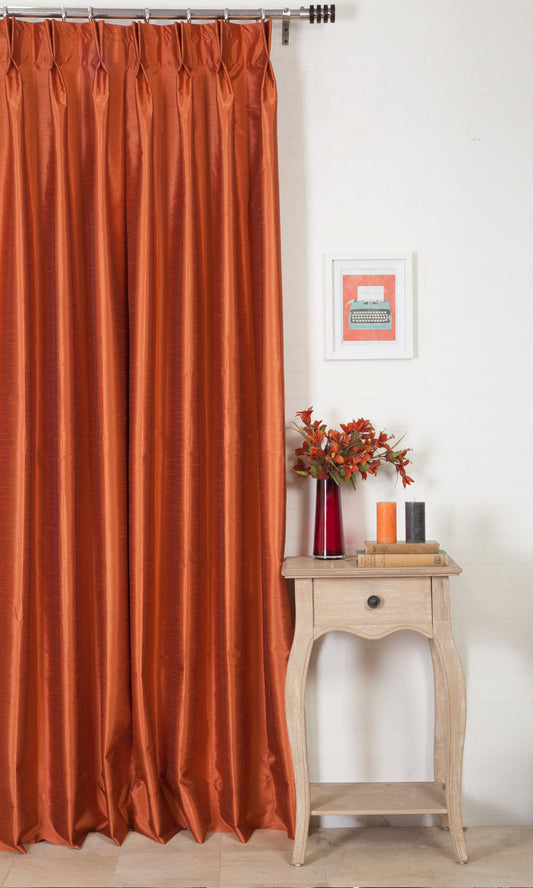 Faux Silk Home Décor Fabric By the Metre (Red/ Orange)