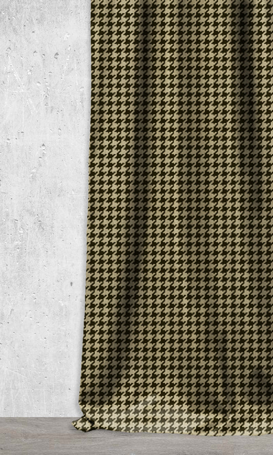 Geometrical Pattern Roman Shades (Black/ Khaki Brown)