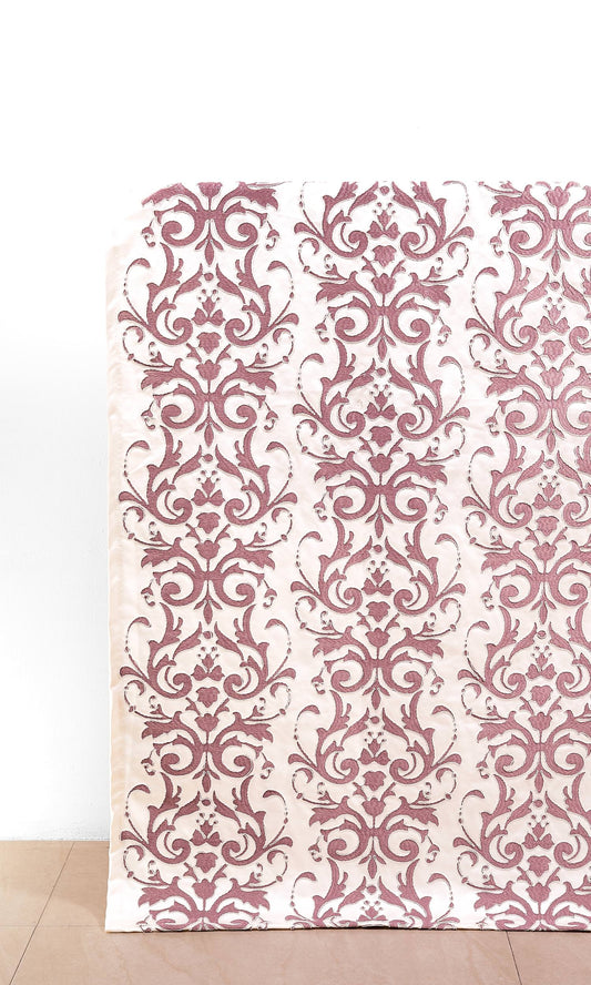 Custom Size Window Home Décor Fabric Sample (Mauve Pink/ White)