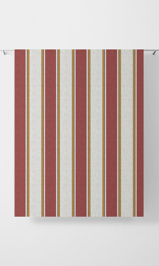 Contemporary Striped Roman Shades (White & Red)