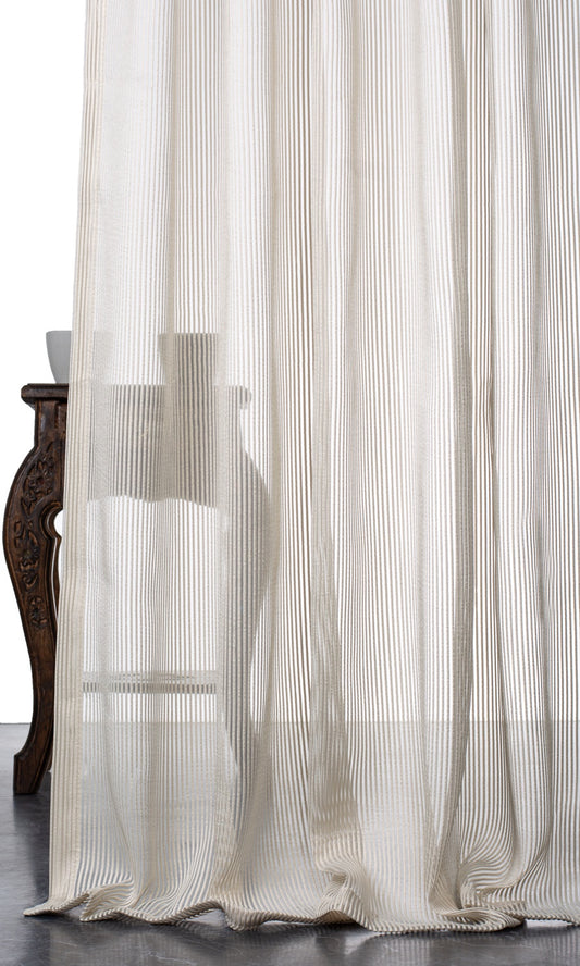 Striped Sheer Window Shades (Pale Beige/ Warm Ivory)