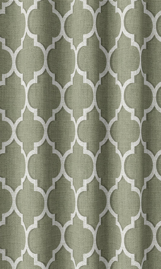 Trellis Tile Print Blinds (Green/ White)