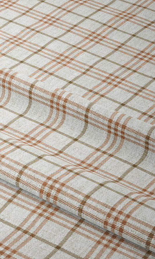 Check Patterned Blinds (Linen White & Muted Orange)