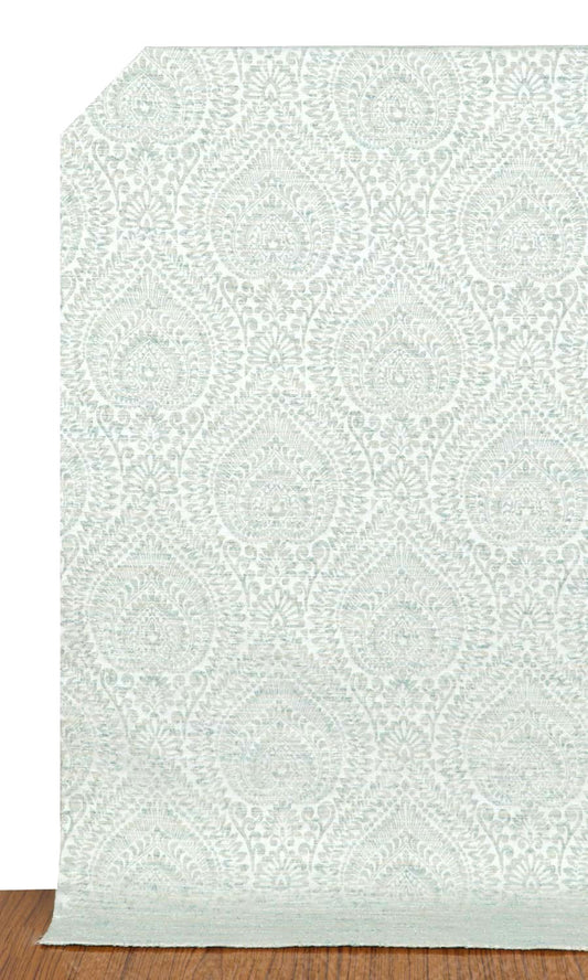 Textured Floral Home Décor Fabric Sample (Pale Grey/ Mint)