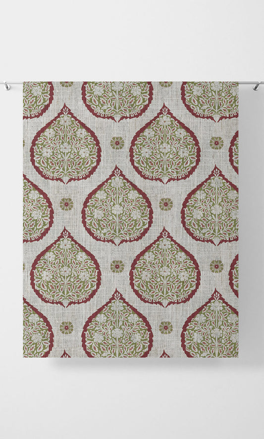 Paisley Home Décor Fabric By the Metre (Red/ Green)