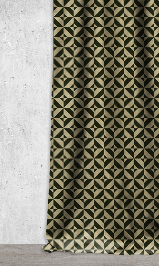 Geo Print Roman Shades (Black/ Khaki Brown)